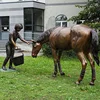 Garden bronze sculpture angel horse sculpture animal garden statues