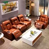 Custom luxury 3 seat fabric/leather home theater seating, cinema chair for living room