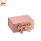 High-End Foldable Flat Pack Cardboard Paper Gift Box with Ribbon