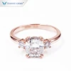 Tianyu gems jewelry cushion cut 925 sterling silver gold plated luxury fashion moissanite diamond ladies ring