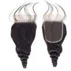 Raw Unprocessed Brazilian Peruvian Natural Black Remy Human Hair Medium Brown Swiss Lace Loose Curls Lace Closure