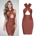 2019 New Arrival latest Summer Evening Party Dresses Women Sexy Front Cut Out Cross Bodycon Bandage Dress