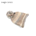 led mens bobble pattern free baby beanie knitted hat