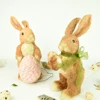 natural wild material BSCI FSC handmade easter decoration bunny decorative holding egg straw easter rabbit