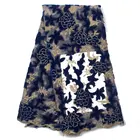 Cheap Nigeria Handcut African New Netting Blue Voile Velvet Lace Fabric
