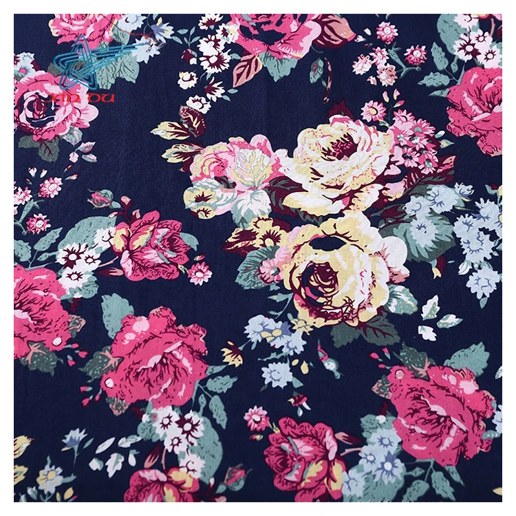 Navy Small Flowers Floral Printed 100/% Cotton Poplin Fabric.