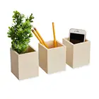 Unfinished Wooden Pen and Pencil Holder Cups for Office Desk Organization and DIY Crafts,