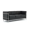 David HL-8008A Mid-century Contemporary Cubed Modern Black leather Office Sofa