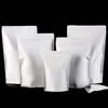 Doypack Resealable Ziplock Standing Up Pouches White Kraft Paper Aluminum Foil Inside Packaging Bags With Zipper