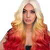 Synthetic Hair wavy Blonde to yellow red ombre wig party Halloween costume cosplay wigs