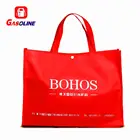 Fancy eco blue laminated tote shopping bag with logo design non-woven cloth bag