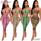 X1007 Wholesale women summer dress strapless hollow out snake skin print tube top ladies sexy fashion bodycon midi dress