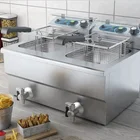 Commercial equipment high quality double tanks electric deep fryer with basket