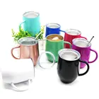 New double insulation vacuum 304 stainless steel coffee cup eggshell Mug 12oz with handle and Spoon Red wine glass gift cup