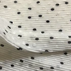 Fashion chiffon pleated fabric with black print dot white jacquard dot for chiffon dress