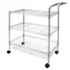 3 tier chrome stainless steel trolley wire rack with wheels