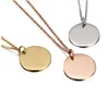 Custom logo disc round 18k gold engraved metal coin blank pendant necklace
