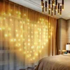 124 LED Icicle Curtain Fairy String Lights Love Heart USB Power 8 Modes Wedding Party Home Garden Bedroom Decoration