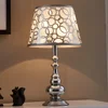 Metal Chrome Plated Table Lighting Lamps Bed Side Lights Lamp With Silver Laser Cut PVC Lampshade