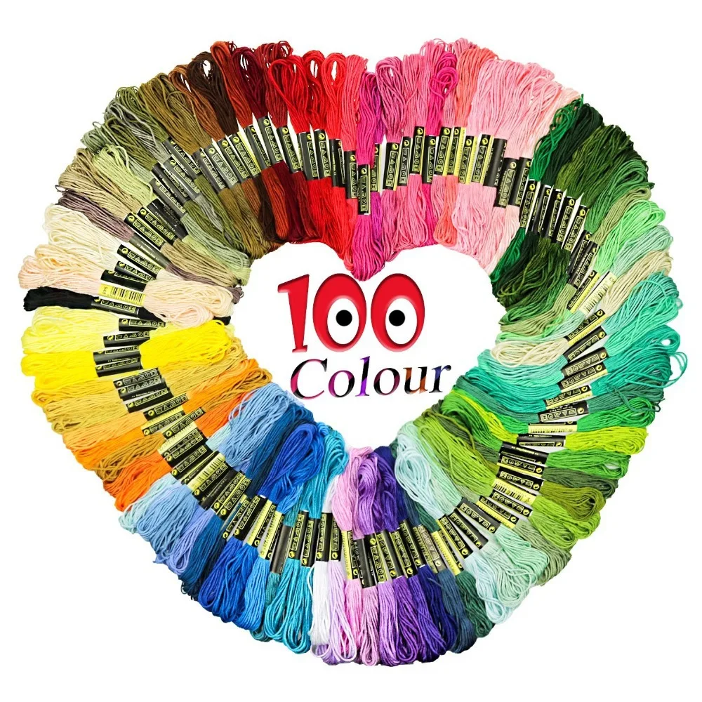 100 Kleur DIY Kleurrijke Katoenen Draad Borduurgaren Kruissteek Bedrading Handmatige DIY Kleur Katoenen Draad