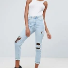 Custom Made Women High Waist Fishnet Under Ripped Jeans