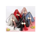 Triangle Shape Zipper Bag Handle Tassel Decoration Wallet Small Coin Purse for Girls Women