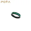 POYA Jewelry 4mm Black Ceramic with Groov Inlay Opal Dainty Ring
