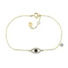 Wholesale Adjustable Turkish Gold Plated Thin 925 Sterling Silver Eye Chain Bracelet Charm For Girls