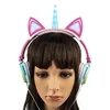 chinese factory wired LED light up unicorn mobile gaming headset headphones headphone for kids