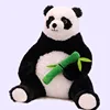 cherished adorable big stuffed animal chubby panda plush toy with green bamboo on hand