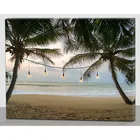 No Frame Summer Vocation beach side landscape led light painting , custom photo print artist canvas