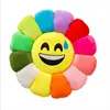 Factory OEM Colorful Cartoon Expression Sun Flower Plush Sofa Cushion