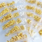 Fangxia Professional Wholesale New Flat Shape Alloy Design Gold Rivet Shell Slider Nail Studs 3D DIY Nail Art Decorations