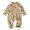 Organic Cotton New Model overall Baby Clothing Fashion Turn Down Collar Long Sleeve Loose Baby Romper
