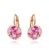 Factory Sale Round Pink CZ Stone Ball Hoop Drop Earring Women High Quality Gold Plated Earring Hooks Findings