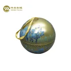 big christmas metal tin packaging ball box for gift candy chocolate packing