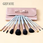 Gefaye J009-10 10pcs Professional Makeup Brush Set Cosmetic Tool High Quality Synthetic Hair Solid Wood Handle