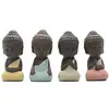 2019 ceramic craft 4 Pieces Traditional Cute Small little Buddha Statues for sale budda porcelain figurines pottery for room