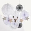 White flip fan and deer head element banner consisting of snowflakes set to decorate your Christmas