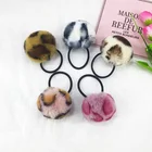 Elastic Rubber Leopard Printed Pompom Balls Hair Tie Cute Girls Hair Band Accessories Headwear