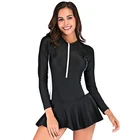 Women's Sample Design Style One-piece Swimwear Black And White With Swim Skirt Padding