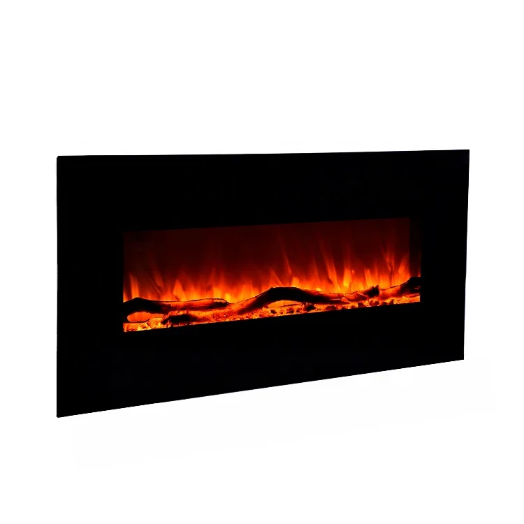 Wall Mounted Insert Electric Fireplace With Flat Tempered Glass