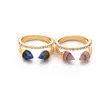 jz00250 Fashion Jewelry Synthetic Stone Pink Blue Rivets Vintage Finger Rings for Women