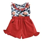 Summer Lovely Kids Girls Clothing Set Including Sleeveless T Shirt and Shorts