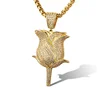 High Quality New Design Hip Hop Iced Out Customize Rose Pendant Gold 18K Hip Hop Jewelry