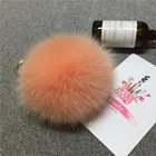 Custom silver fox fur pom balls with buttons for hat