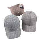 High quality checked plain warm baseball cap 100% cotton soft curved brim baseball cap