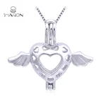 Valentine's Day Gift Angle Wings Of Love Sterling Silver Pearl Cage Pendant For Girlfriend