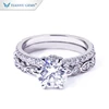 Tianyu Gems Classic 6 Claws Solid Moissanite Ring in 14K /18k White Gold for Engagement Ring