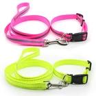 Dog Accessories Product Supplier Reflective Hot Pink Dog Collar With Leash Manufacturer